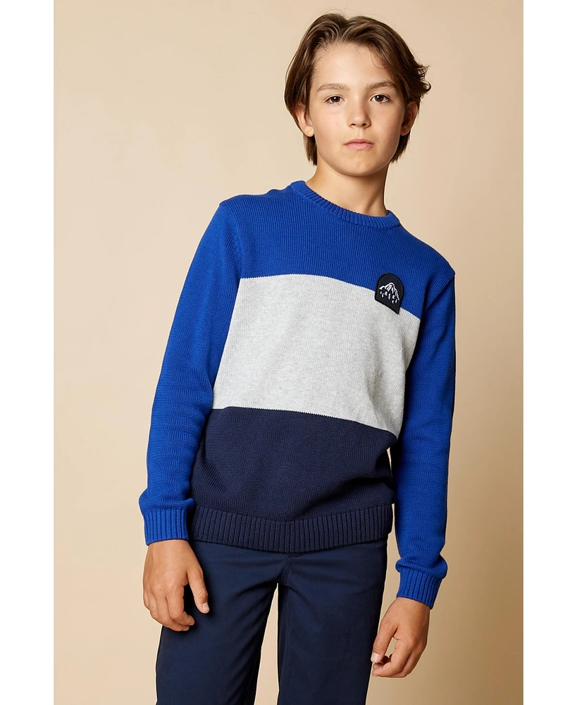 B by Brooks Brothers Big Boys Colorblock Sweater With Patch