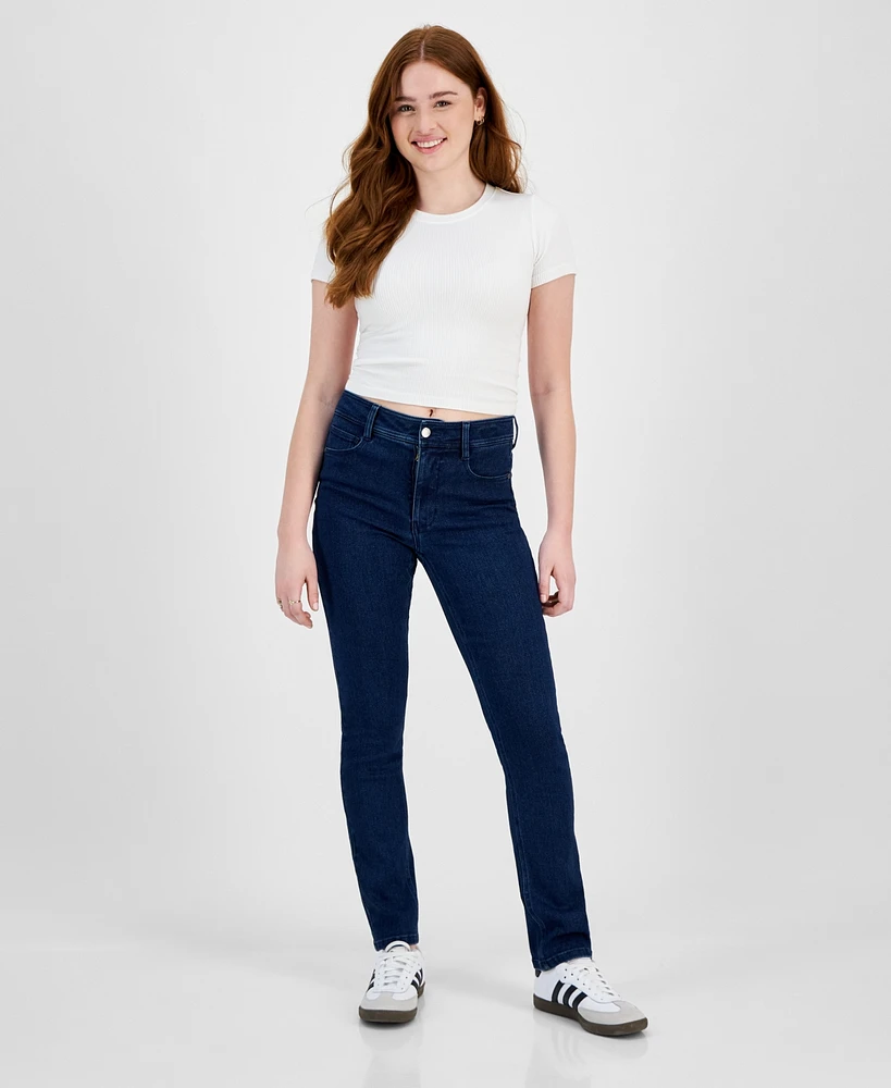 Dollhouse Juniors' High Rise Straight-Leg Jeans