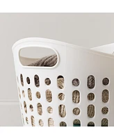 Iris Usa Laundry Basket 40L Durable and Flexible, Portable Round Bin, 1.15 Bushel Hamper for Storage with Ventilation Holes for Closet Dorm, White