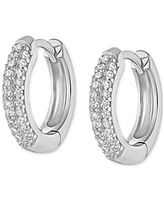 Giani Bernini Cubic Zirconia Pave Small Huggie Hoop Earrings in Sterling Silver, 0.51", Created for Macy's