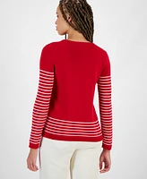 Nautica Jeans Women's Cotton Striped Penguin Sweater