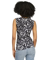 Michael Kors Women's Animal-Print Ruched Sleeveless Top