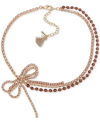 lonna & lilly Rose Gold-Tone Beaded Bow Choker Necklace, 14" + 3" extender