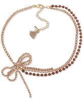 lonna & lilly Rose Gold-Tone Beaded Bow Choker Necklace, 14" + 3" extender