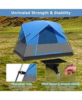 Slickblue 3 Person Outdoor Camping Tent with Removable Floor Mat for Camping Hiking Traveling-Blue