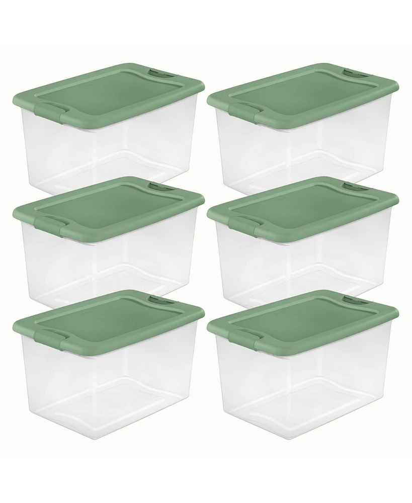 Sterilite 64 Quart Latching Plastic Storage Container Tote, Crisp Green (6 Pack)