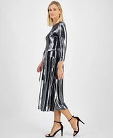 Tommy Hilfiger Women's Shine Metallic Tie-Waist Dress