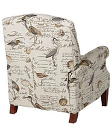 Kensington Hill Birdsong Script and Bird Patterned Recliner Chair Armchair Comfortable Push Manual Reclining Footrest Adjustable Upholstered Bedroom L