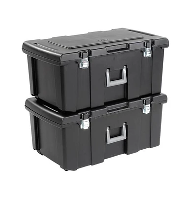 Sterilite Footlocker, Stackable Storage Bin with Latching Lid, Wheels and Handle