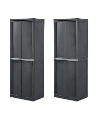 Sterilite Adjustable 4-Shelf Gray Garage Storage Cabinet With Doors, 2 Pack