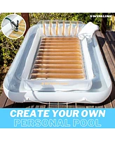 Swimline Luxe Edition Inflatable Suntan Tub Floating Pool Lounger, White & Gold