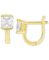 Giani Bernini Cubic Zirconia Square Small Leverback Hoop Earrings in Gold-Plated Sterling Silver, Created for Macy's