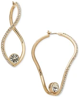 Dkny Gold-Tone Crystal Wavy Hoop Earrings, 1-1/2"