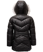 Michael Kors Big Girls Stadium Puffer Jacket with Faux-Fur Trim