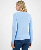 Holiday Lane Women's Eight Lights Crewneck Sweater, Created for Macy's