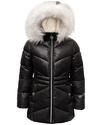 Michael Kors Toddler & Little Girls Stadium Puffer Jacket with Faux-Fur Trim