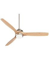 Casa Vieja 52" Windspun Modern 3 Blade Indoor Ceiling Fan with Dimmable Led Light Remote Control Brushed Nickel Natural Wood for Living Kitchen House