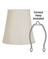 Set of 2 Mushroom Pleated Tapered Drum Lamp Shades Cream Large 12" Top x 18" Bottom x 18" High Spider Fitting with Replacement Harp and Finial