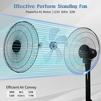 Simple Deluxe 14.5 Adjustable 12 Levels Speed Pedestal Stand Fan With Remote Control