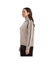 Ellen Tracy Women's High Neck Sweater with Contrast Color Trim