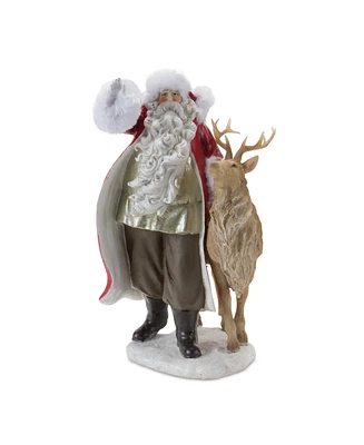 Slickblue Santa Figurine With Reindeer 12"h