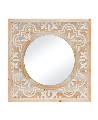 Slickblue Ornate Carved Wood Wall Mirror 23.25"sq