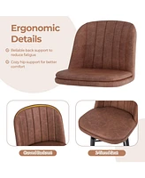 Slickblue 27 Inch Swivel Bar Stool Set of 2 Counter Height Chair with Padded Seat-Black and Brown