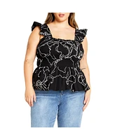 City Chic Plus Marli Print Top