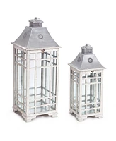 Slickblue Traditional Farmhouse Lantern With Metal Lid (Set of 2)