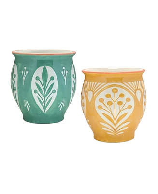 Slickblue Set of 2 Decorative Ceramic Pots for Stylish Indoor and Outdoor Display