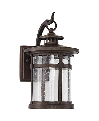 Franklin Iron Works Callaway Rustic Industrial Vintage Outdoor Wall Light Fixture Led Bronze 11 1/2" Clear Seedy Glass for Exterior House Porch Patio