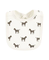 Touched by Nature Infant Boy Organic Cotton Bibs, Classic Safari Animals, One Size