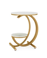 Tribesigns Faux Marble Side Table, 2