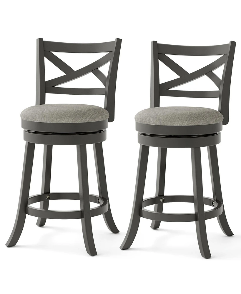 Slickblue Swivel Bar Stools Set of 2 with Hollow Back and Soft-padded Seat