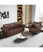 Sugift 94" Faux Leather Sofa