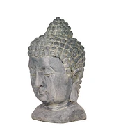 John Timberland Meditating Buddha Head Statue Sculpture Zen Asian Japanese Garden Decor Outdoor Front Porch Patio Yard Outside Home Balcony Gray Weath