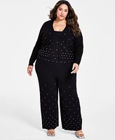 Nina Parker Trendy Plus Size Embellished Rib-Knit Pants