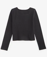 kensie Big Girls Square-Neck Long-Sleeve Top