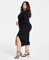 Nina Parker Trendy Plus Rib-Knit Midi Dress