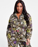 Nina Parker Trendy Plus Cotton Twill Camouflage Jumpsuit