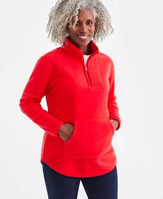 Style & Co Women's Fleece Quarter-Zip Mock-Neck Sweatshirt, Created for Macy's