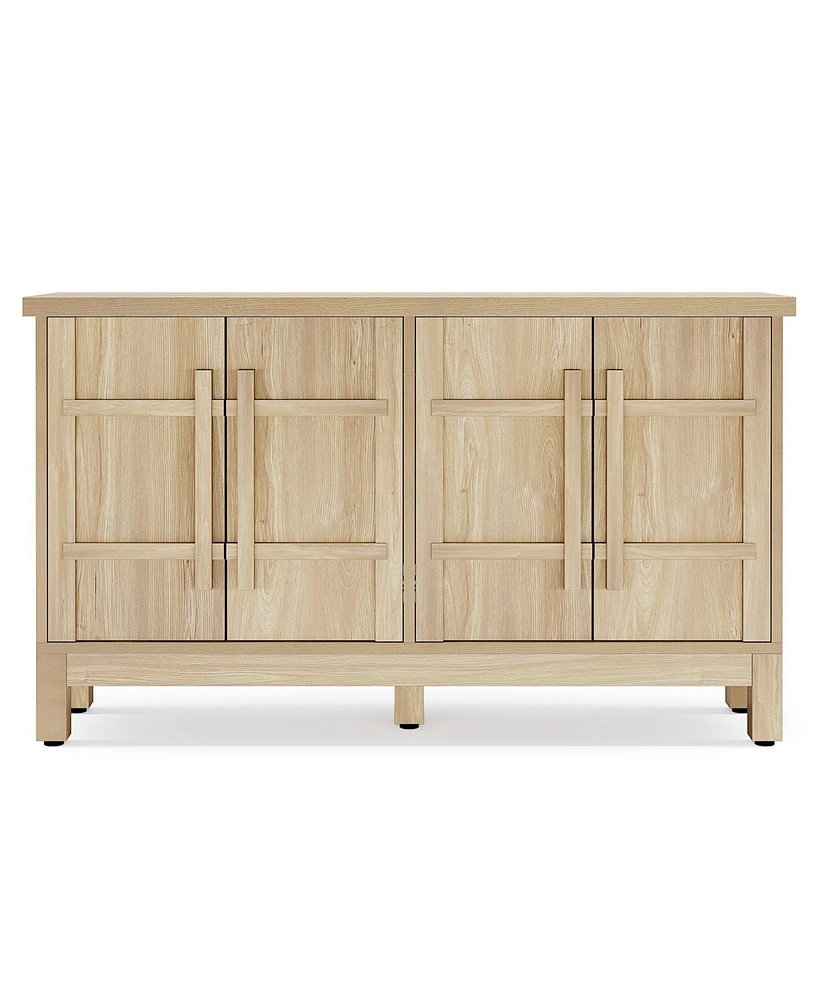 Tribesigns Sideboard Buffet Cabinet with Storage, 55" Farmhouse Sideboard Cabinet with 4 Doors and Adjustable Shelves, Wood Coffee Bar Cabinet Console