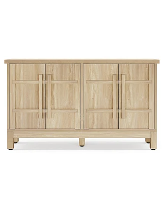 Tribesigns Sideboard Buffet Cabinet with Storage, 55" Farmhouse Sideboard Cabinet with 4 Doors and Adjustable Shelves, Wood Coffee Bar Cabinet Console