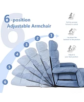Gymax Folding Floor Chair Adjustable Armchair Chaise Lounge Chair Lazy Sofa Blue