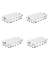 Sterilite 56 Quart Latching Stackable Wheeled Storage Container w/ Lid, (4 Pack)