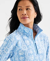 Style & Co Women's Printed Quarter Zip Polar Fleece, Created for Macy's