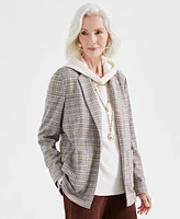 Style & Co Women's Plaid Long-Sleeve Blazer, Created for Macy's