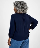 Style & Co Plus Split-Neckline Popover Blouse, Created for