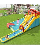 Slickblue 7-in-1 Inflatable Dual Slide Water Park Bounce House Without Blower