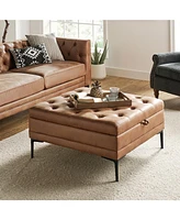 Traditional Geoffrev Lift Top Shelved Storage Cocktail Ottoman